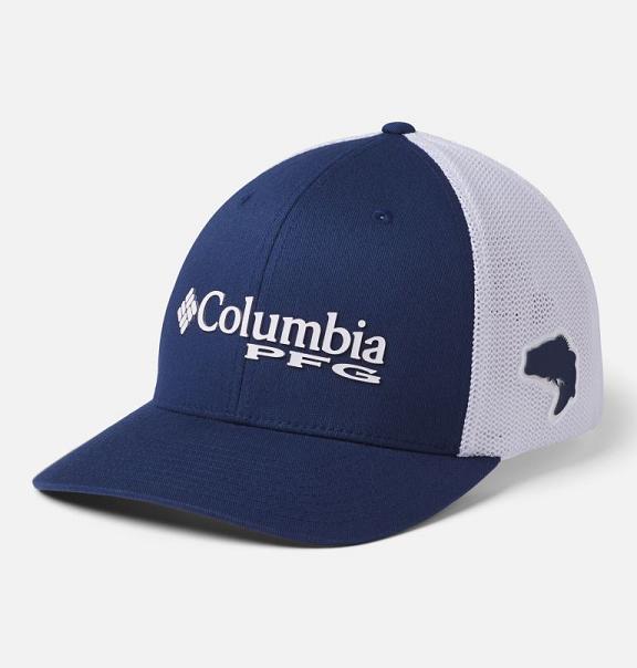 Columbia PFG Mesh Hats Blue White Red For Men's NZ67410 New Zealand